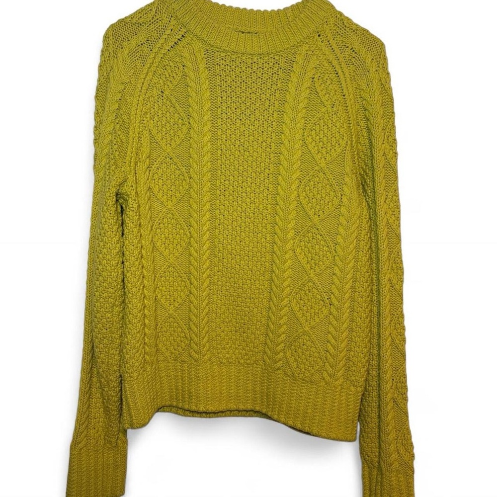 Bean Signature Cotton Fisherman Crewneck Sweater in daffodil yellow